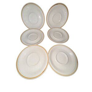 JCPenney Stoneware 6-Piece Saucer Set Dishwasher Safe Beige